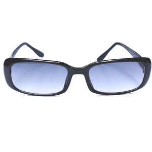 90s Square Vintage Sunglasses: Black Frame, Brown Lens