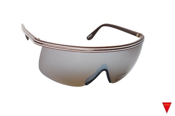 80's Sunglasses, Large Wraparound Brown Mirrored … - image 3