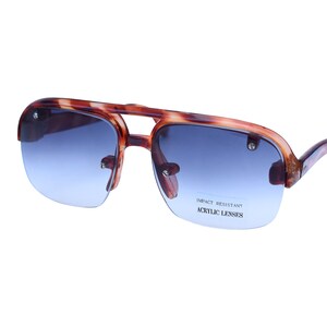 Vintage 70s Aviator Sunglasses: Tortoise Frame, Purple Blue Lens