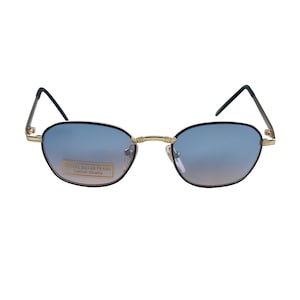 Small Vintage Sunglasses 80&#39;s Gold Metal Frame with Black Rim Unworn Original Vintage