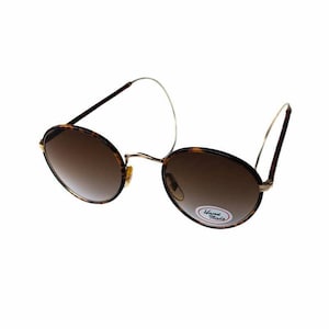 Lunettes de soleil rondes écaille brune vintage des années 1970, style John Lennon, petit cadre fabriqué à la main, cadavres d&#39;animaux intacts nouvellement découverts, unwo