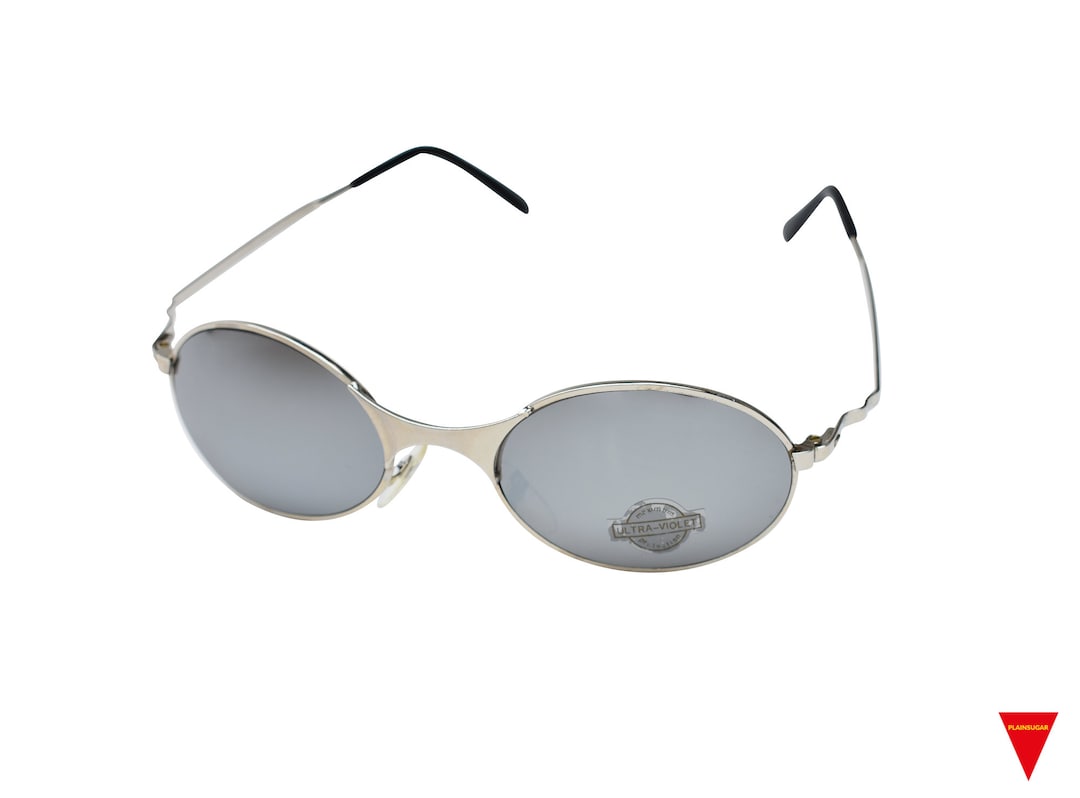 ‎ESQAPE Retro Silver Frame Sunglasses 90s Vintage Wraparound Sunglasses: Silver Metal Mirrored  main image 4