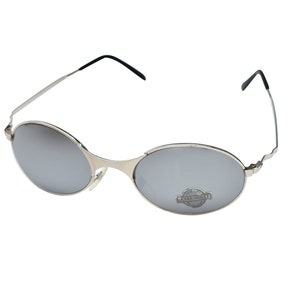Original 90's Wraparound Sunglasses, Silver Metal with Mirrored Lenses, Aerodynamic Frame and Lenses, Unworn Original Vintage