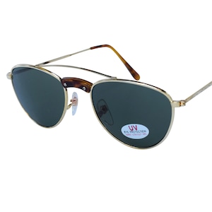 Original 80's Sunglasses, High Class Style Gold Glasses with Tortoise Nose Bridge, Quality Retro Classic Unworn Vintage