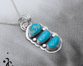 Turquoise Pendant | Silver and Turquoise Pendant | Turquoise Jewelry | Kingman Turquoise | Blue Gemstone Jewelry