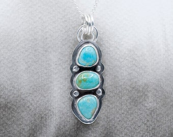 Turquoise Pendant | Silver and Turquoise Pendant | Turquoise Jewelry | Kingman Turquoise | Blue Gemstone Jewelry