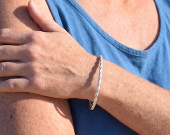 Twisted Silver Stacking Bangle
