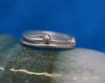 Unusual Twisted and Melted Silver Band Ring handmade from recycled silver