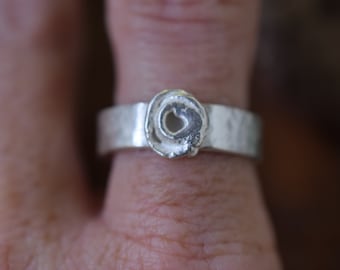 Handmade Textured Silver Band Ring - with a spiral design