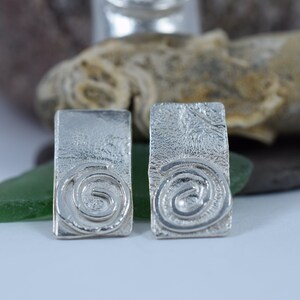 Reticulated Spiral Silver Earrings handmade individually from solid silver image 3