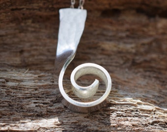 Unique Silver Scroll Pendant - made from sterling silver, genuinely one of a kind