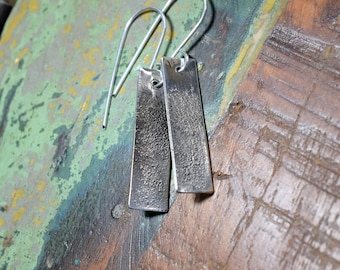 Reticulated Silver Dangle Earrings with an unusual and textured finish