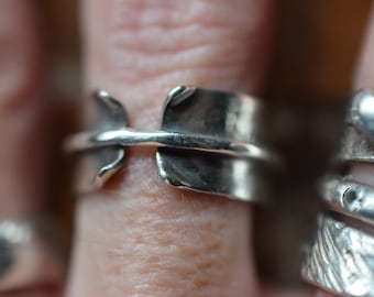 Quirky, Solid Silver Band Ring, handcrafted band ring, unusual design, original design, corset ring,