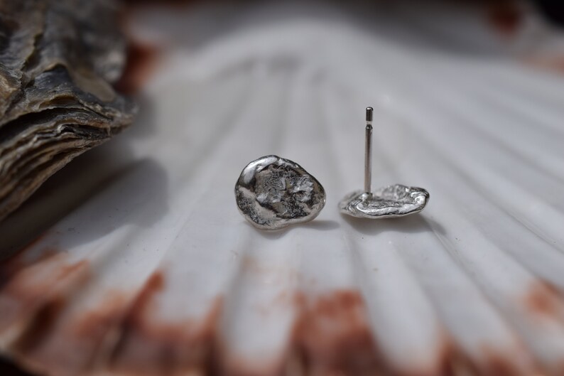 Silver Unusual Stone Texture Earrings Long Unique