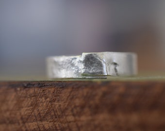Handmade Silver Band Ring, organic texture ring, melted silver ring, textured silver band, narrow silver band ring