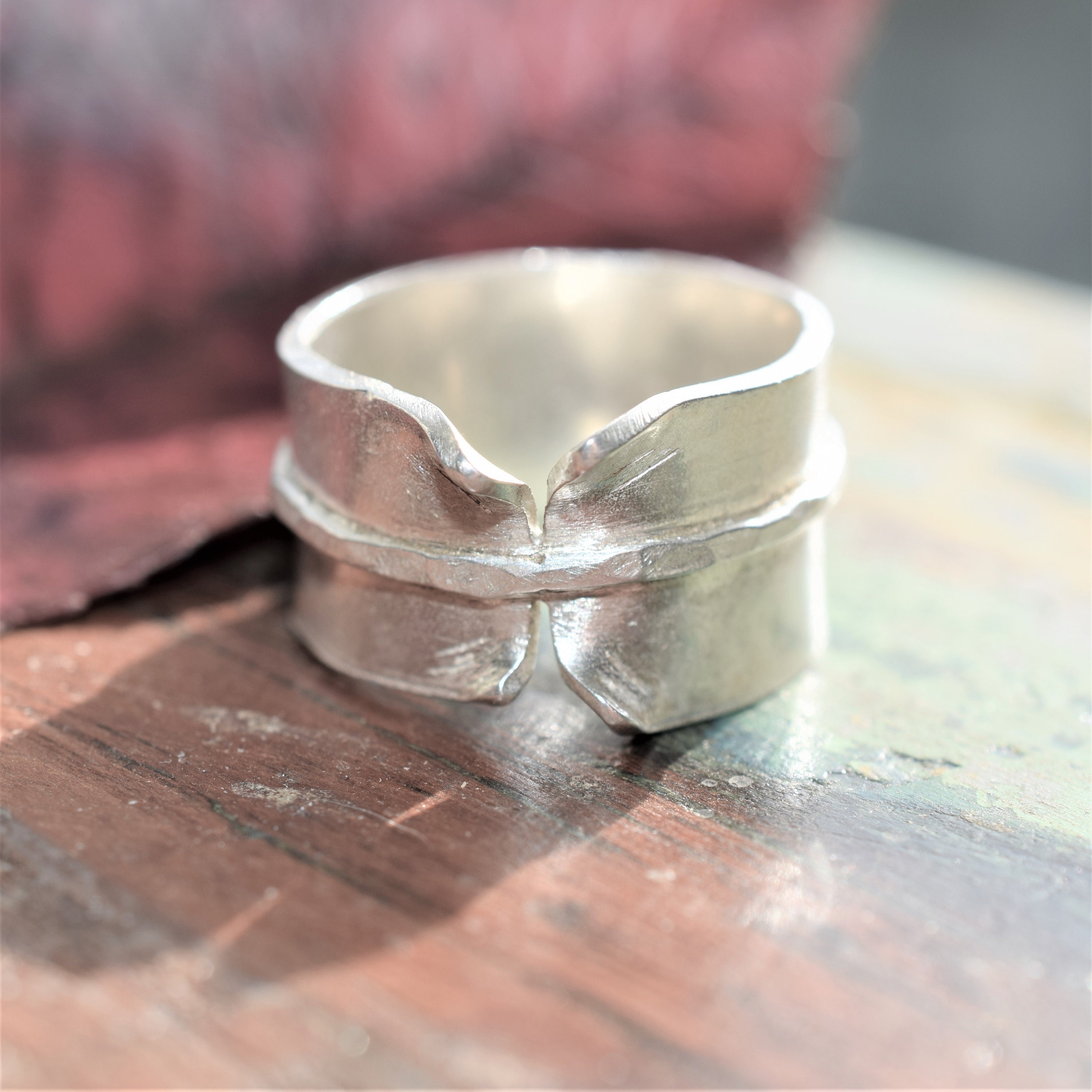 Quirky Solid Silver Band Ring handcrafted band ring unusual Etsy