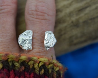 Handcrafted Molten Sterling Silver Ring: Rustic Nugget Design