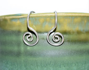 Silver Spiral Dangle Earrings - Genuinely Handmade in the UK