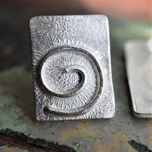 Reticulated Spiral Silver Earrings handmade individually from solid silver image 5