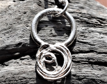 Unusual Chunky Spiral Silver Pendant - handcrafted from sterling silver