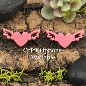 Heart with Wings Acrylic Earrings