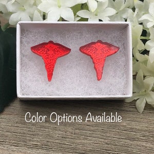 Nursing  Caduceus Acrylic Earrings