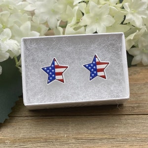 American Flag Star Acrylic Earrings