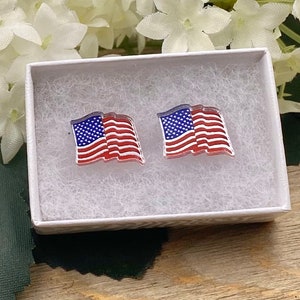 Waving American Flag Acrylic Stud Earrings