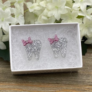 Teeth With Bow Acrylic Earrings
