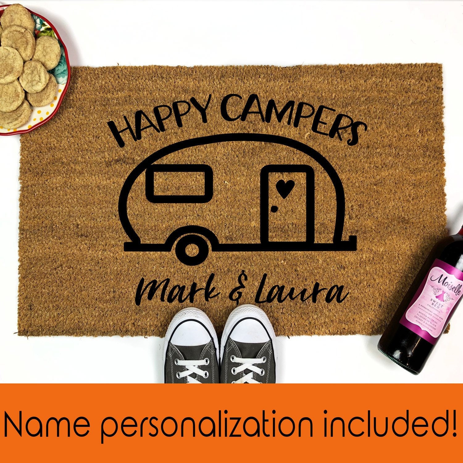 Happy Camper Doormat Personalized RV Sign Custom Etsy