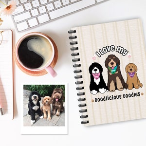 Custom Cartoon Pet Drawing Printed on a 80 page lined Notebook - BONUS digital file of your cartoon pet(s) INLCLUDED!