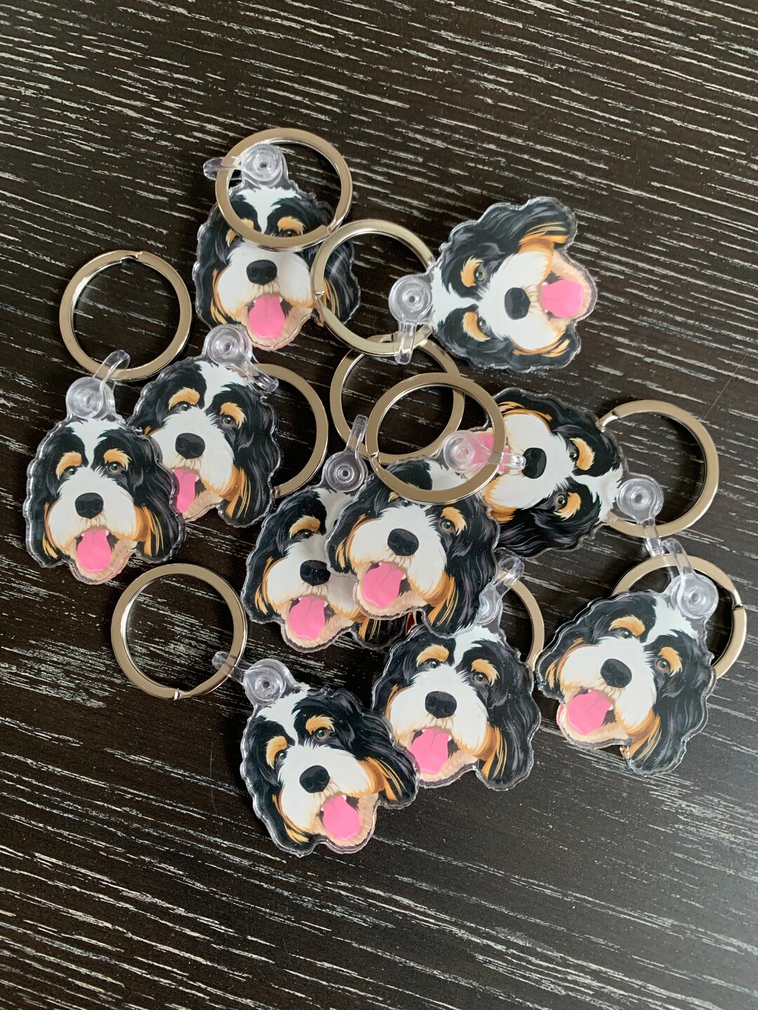 Bernedoodle Tri Color Keychain Etsy