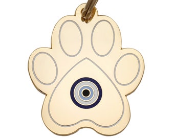 Pet Id Tag • Dog Id Tag • Dog Tag for Dogs • Personalized Tags • Dog Id Tag Engraved • Unique Dog Id Tag • Paw • Evil Eye