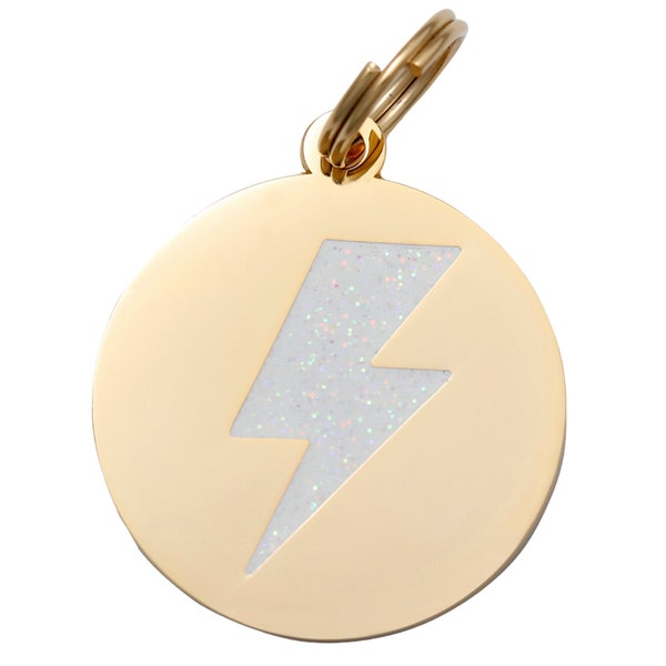 Pet Id Tag • Dog Id Tag • Dog Tag for Dogs • Personalized Tags • Dog Id Tag Engraved • Unique Dog Id Tag • Glitter • Lightning Bolt