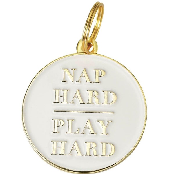 Pet Id Tag • Dog Id Tag • Dog Tag for Dogs • Personalized Tags • Dog Id Tag Engraved • Unique Dog Id Tag • Nap Hard Play Hard
