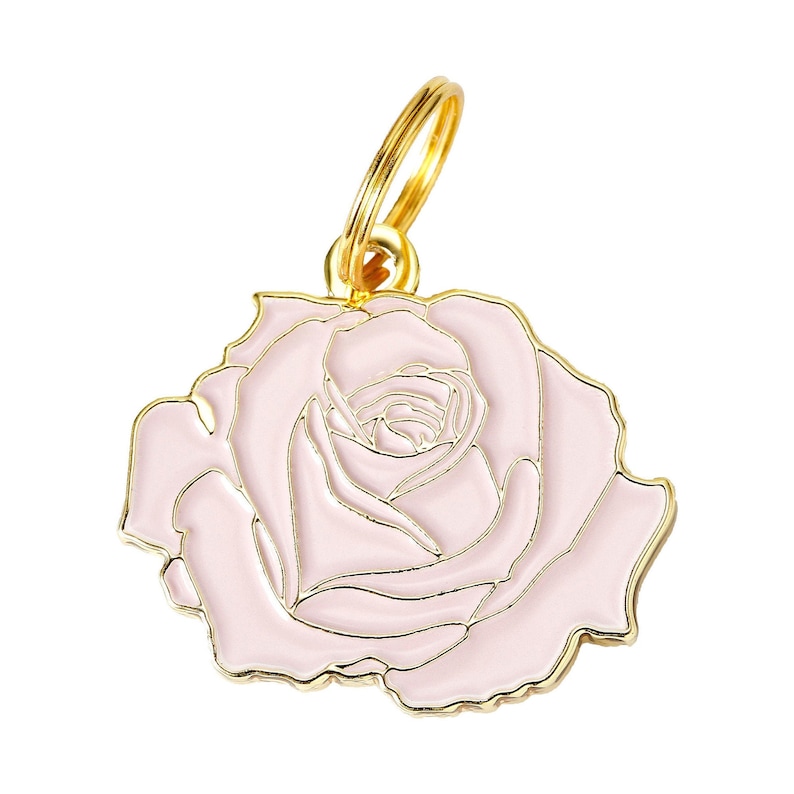 Pet Id Tag Dog Id Tag Dog Tag for Dogs Personalized Tags Dog Id Tag Engraved Unique Dog Id Tag Flower Rose image 1