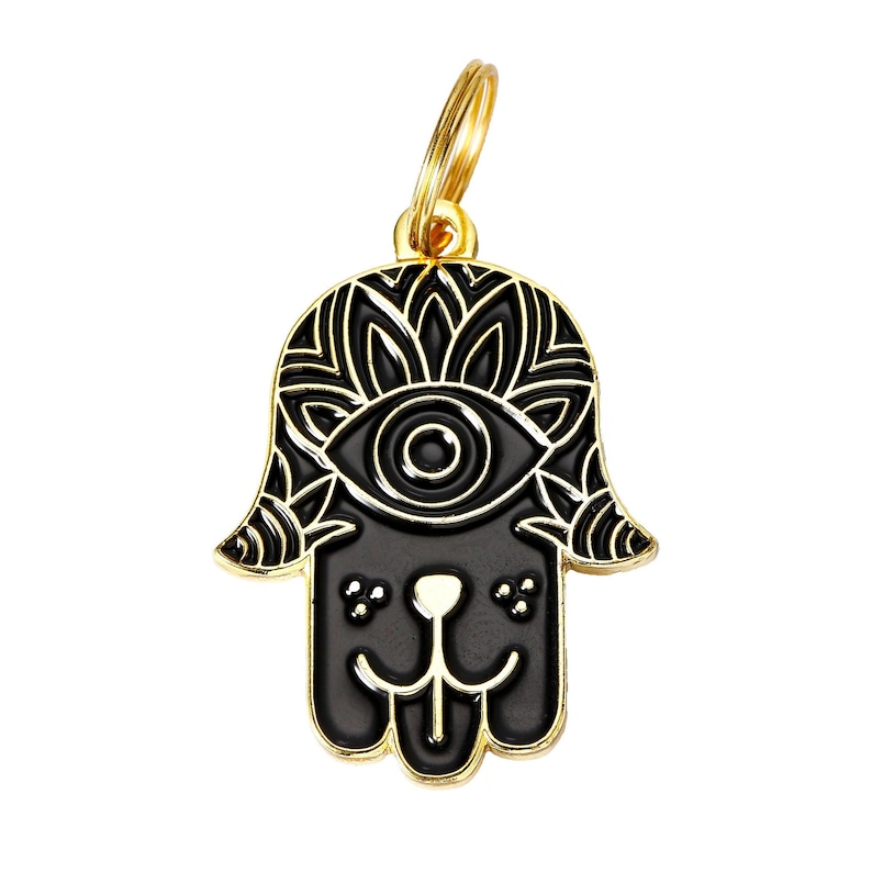 Pet Id Tag Dog Id Tag Dog Tag for Dogs Personalized Tags Dog Id Tag Engraved Unique Dog Id Tag Hamsa White Evil Eye image 2