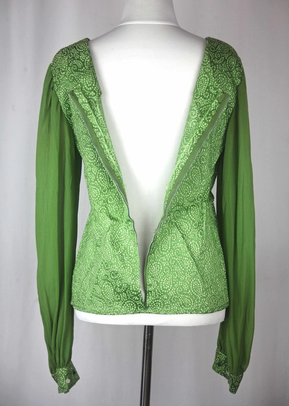 Vintage sparkly top, dressy 70s medium lime green… - image 6