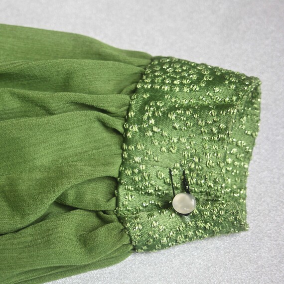 Vintage sparkly top, dressy 70s medium lime green… - image 7
