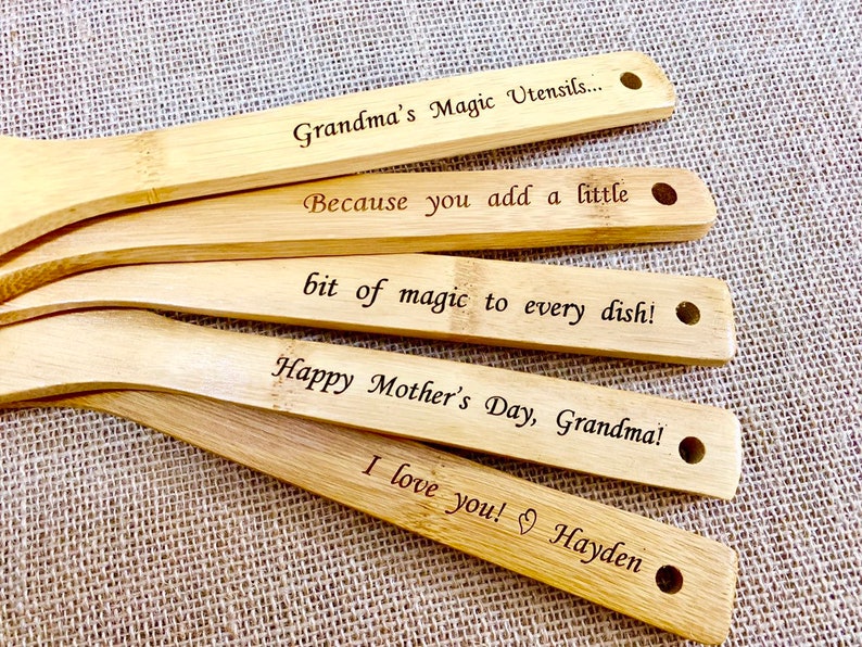 Wedding Gift Anniversary Gift Birthday Gift Personalized Fathers Day Gift Wooden Spoon Set for Grandpa Wood Utensil Set Housewarming Gift
