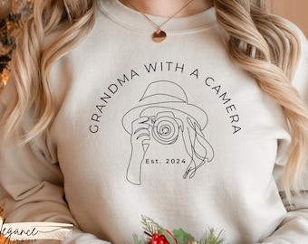 Grandma with A Camera Photographer Mothers Day Gift, Custom Photography Lover Sweatshirt for Grandma from Daughter in Law