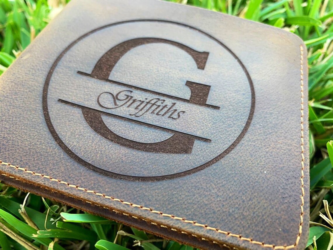 MONOGRAMMED LEATHER WALLET, Mens Leather Wallet, Bifold Personalized ...