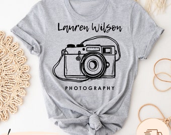Custom Camera Logo Photography Tshirt, Personalized Photographer Birthday Gift