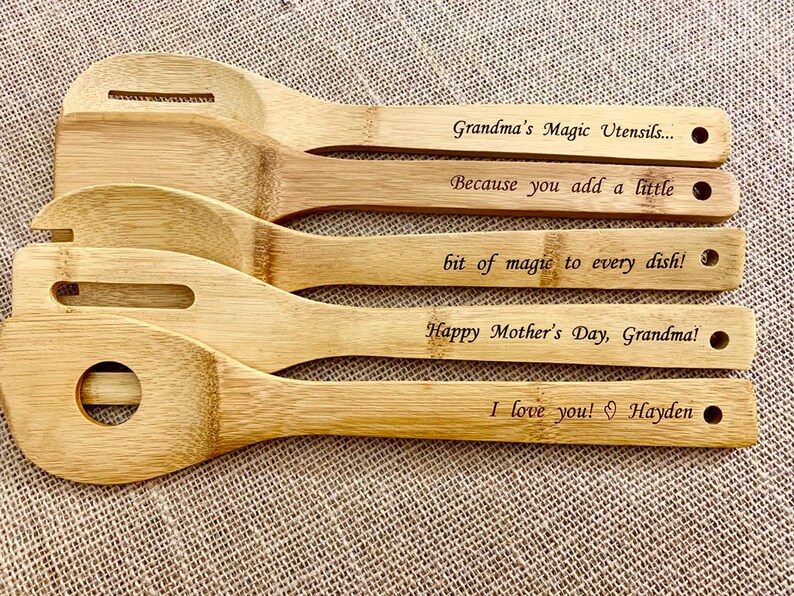 Wedding Gift Anniversary Gift Birthday Gift Personalized Fathers Day Gift Wooden Spoon Set for Grandpa Wood Utensil Set Housewarming Gift