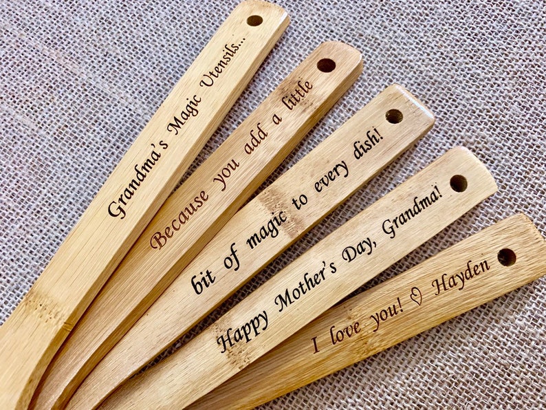 Wedding Gift Anniversary Gift Birthday Gift Personalized Fathers Day Gift Wooden Spoon Set for Grandpa Wood Utensil Set Housewarming Gift
