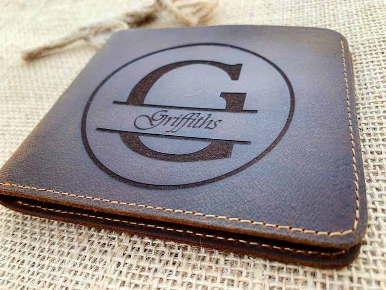 MONOGRAMMED LEATHER WALLET, Mens Leather Wallet, Bifold Personalized ...