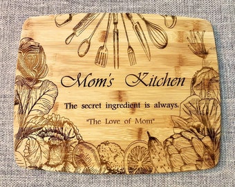 Personalized Mothers Day Gift Cutting Board, Bamboo Chopping Block, Gift for Mom, Birthday Gift Mother, Wedding Gift, Housewarming Gift