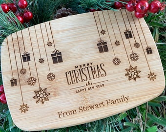 Personalized Christmas Gift Cutting Board, Bamboo Chopping Block Gift for Mom, Birthday Gift Mother, Wedding Gift, Housewarming Gift for him