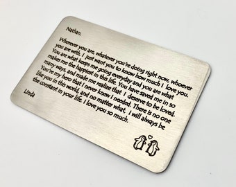 Personalized Metal Wallet Insert Card - Engraved Love Note Gift For Husband, Wife, Son, Daughter - View #5