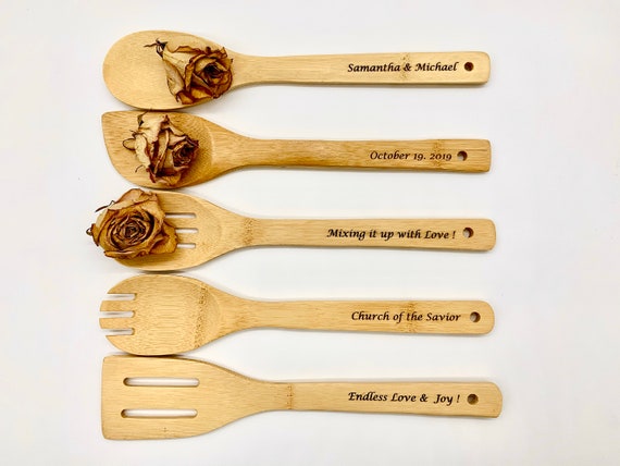 Wedding Gift Anniversary Gift Birthday Gift Personalized Fathers Day Gift Wooden Spoon Set for Grandpa Wood Utensil Set Housewarming Gift